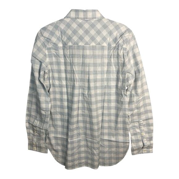 UNTUCKit Women's Button Down Santa Marzi Plaid Long Sleeve Shirt Blue White 4 - Picture 3 of 8
